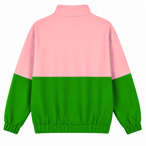 Pull à col zippé personnalisé Alpha Kapa Alpha Sorority, rose et vert, avec logo brodé, décontracté pour femme, vêtements grecs - Product Image 3