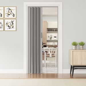 Portes accordéon pliantes grises de 48 pouces à double paroi, robustes et durables, avec système de contrôle d'accès - Product Image 1