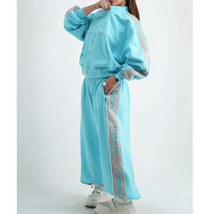 Ensemble de survêtement personnalisé OEM pour femmes, de haute qualité, 240g, polyester/coton, uni - Product Image 4