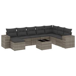 Conjunto de sofás de jardín de ratán, muebles de exterior para 6 personas, diseño contemporáneo, gris y gris oscuro - Product Image 4