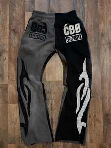 Meilleure qualité pour hommes 100% coton 500gsm fuit le soleil en détresse broderie survêtement sweat à capuche zippé pantalon plat en gros - Product Image 4