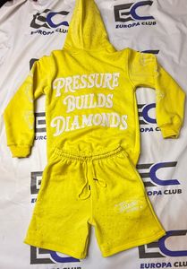 High Quality Cotton Fleece Street Style Rhinestone Shorts Set Custom Embroidery Logo <b>Distressed</b> Embroidery on Back 2 Piece Set - Product Image 3
