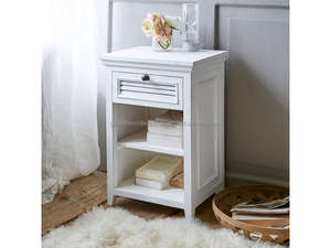 Mesita de Noche Moderna de Madera Maciza de Mango Blanca con 2 Cajones y Estante Abierto, Hecha a Mano, Minimalista, para Dormitorio 2026 - Product Image 2