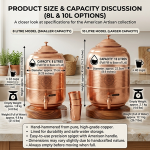 American Artisan Hammered Copper <b>Water</b> Dispenser with Lid and Tap Large Capacity Vintage Style Home Beverage <b>Urn</b> - Product Image 5