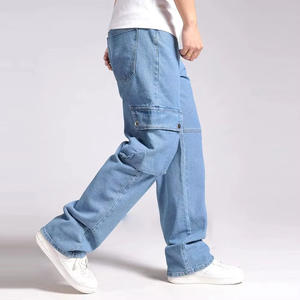 Pantalones Cargo Casuales Personalizados de Lona, Algodón y Poliéster, Bordados, de Corte Holgado, para Hombre, con Bolsillos Laterales - Product Image 6