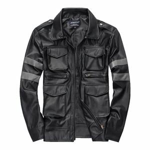 Veste d'hiver pour homme en cuir véritable de qualité supérieure, style streetwear, entièrement zippée, respirante, avec couleurs et logo personnalisables - Product Image 3