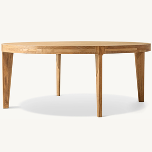 Table ronde en teck écologique, au style moderne et épuré, idéale pour l'extérieur et durable. - Product Image 5