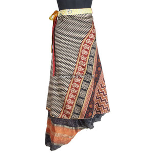 Nueva Colección de Verano de Faldas Cruzadas de Diseñador, Falda Cruzada Reversible de Seda Mágica de 38 Pulgadas de Largo, Falda Cruzada Tipo Halter, Hecha a Mano en India, Estilo Vintage - Product Image 5