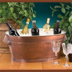 Seau à glace en acier inoxydable martelé, grande glacière ovale en métal pour vin, bière et boissons, avec poignée, vente en gros - Product Image 4