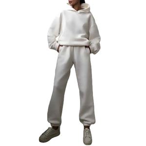 Survêtement empilé élégant pour femmes confortable polyvalent 2 en 1 pour vêtements décontractés sport haute taille à capuche cordon hiver - Product Image 1