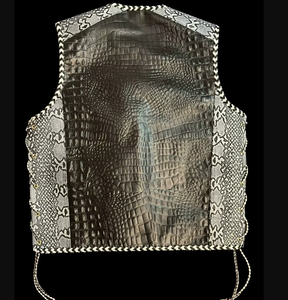 Gilet de motard respirant en polyester/coton brodé, finition vintage, design vieilli, personnalisable, idéal pour l'été - Product Image 4