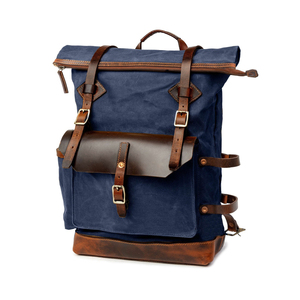 Genuine Leather Canvas Water Resistant <b>Backpack</b> Daily <b>Travel</b> School Laptop <b>Bag</b> with Custom Logo Factory LCB-0027 - Product Image 1