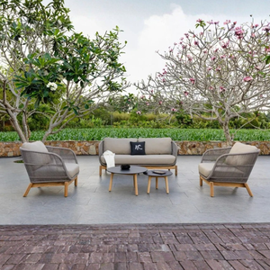 Nueva Colección COVE, Conjunto de Sofás de Cuerda para Exteriores con Estructura de Aluminio y Patas de Teca - Product Image 1