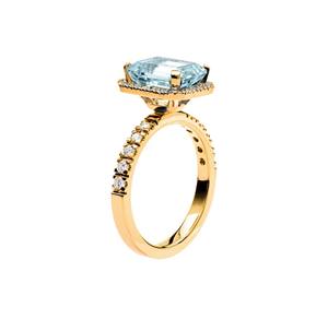 Luxury <b>Emerald</b> Cut Blue Topaz Engagement <b>Ring</b> 925 Sterling <b>Silver</b> 14K Gold Plated Wedding Party Elegant Fine Jewelry - Product Image 4