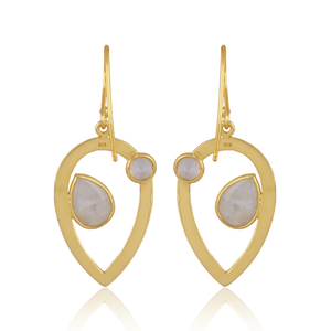 Elegant Pear Cut <b>Rainbow</b> Moonstone 18K Gold Plated 925 Sterling Silver Luxury <b>Drop</b> Earrings for Women Anti-allergy Vintage - Product Image 4