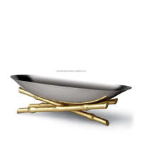 Luxe métal déco laisser nouveau Style usage domestique forme ovale service décoratif majordome plateau poignée en laiton parfait Art objet nature morte