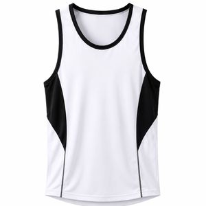 Camiseta Deportiva Blanca y Negra para Hombre, Cuello Redondo, Secado Rápido, 100% Poliéster, Tejido de Punto, 160g - Product Image 1