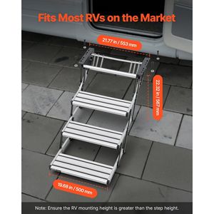 440 Lbs Load Capacity Manual Retractable 3-<b>Step</b> RV Stairs Telescopic Folding Aluminum Alloy Camper Exterior Accessories RVs - Product Image 5