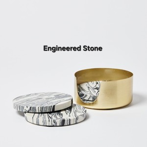 Premium Marble Pattern Engineered Stone <b>Coaster</b> <b>Set</b> with Gold Holder Decorative Coffee Tea Cup <b>Coasters</b> Gift <b>Set</b> - Product Image 2
