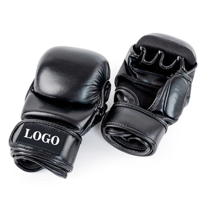 Guantes de Boxeo de Cuero Negro con Cierre de Gancho y Bucle en la Muñeca, Diseño de Dedos Completos para Adultos, Entrenamiento de Artes Marciales, Empaque Personalizable - Product Image 2