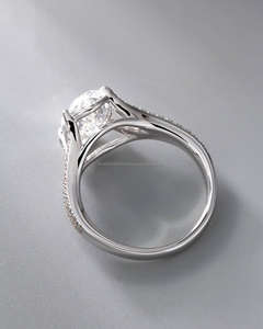 Anillo de Diamantes Ovalado de Lujo para Mujer, Diamante de Corte Ovalado en Oro Blanco de 10K/14K/18K, Anillo de Compromiso con Engaste de Garras, Joyería Fina - Product Image 2