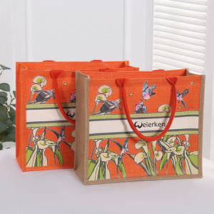 Large Capacity Jute Picnic Tote <b>Bag</b> for Grocery Beach and Outdoor Activities - Product Image 1