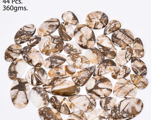 Cabujón de Jaspe Caballo Salvaje Natural, Piedra Preciosa Suelta Pulida Lisa, Piedra de Contraste Marrón y Blanca para Joyería, Patrón Único - Product Image 1