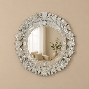 Miroir mural décoratif baroque vénitien artisanal |   Miroir d'appoint en verre avec cadre orné antique pour la décoration intérieure de luxe - Product Image 2