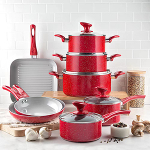 Professional Non Stick <b>Cookware</b> Set Including Deep Fry Pans Sauce Pots Stock Pots And Glass Lids Durable Aluminum Body - Product Image 3