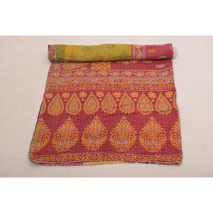 Colcha Kantha Gudri de Algodón Hecha a Mano, Reversible, Vintage, Manta India, Decoración para el Hogar - Product Image 3