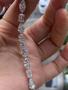 Women's 925 Silver Diamond <b>Bracelet</b> Oval Cut Lab grown D Color IGI Certified Classic Wedding Jewelry - Product Image 5