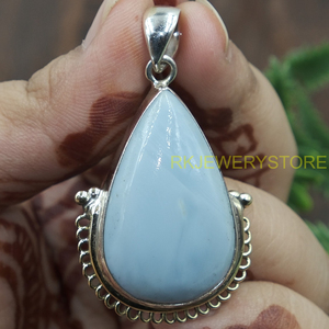 Natural Blue <b>Opal</b> Teardrop <b>Pendant</b> 925 Sterling Silver and Brass Handmade Vintage Boho Gemstone Jewelry Wholesale for Women her - Product Image 6