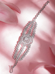 Luxurious Large Wide Wedding <b>Bracelet</b> with Lab Grown Diamond <b>Fashionable</b> Bridal Crystal Jewelry 10K/14K/18K Gold <b>Bracelet</b> - Product Image 2