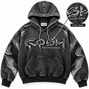 Nouveau Hoodie Vintage Streetwear Tendance en Coton Délavé à l'Acide, en Molleton Bouclette, Coupe Courte Zippée et Ample pour Homme - Product Image 5