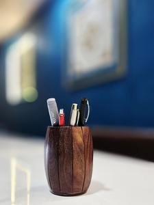 Portalápices y bolígrafos de madera vintage, organizador de escritorio rústico con múltiples compartimentos para oficina, mesa de estudio - Product Image 4