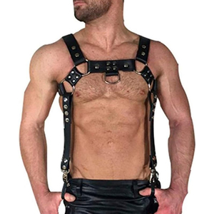 Wholesale Rate Men Black Studded <b>Leather</b> Chest <b>Harness</b> Adjustable Body Strap Belt Punk Rock Gothic Fashion Statement Piece - Product Image 1