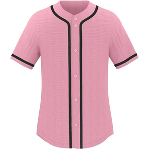 Trendy Soft Pink Blank Baseball Jersey Retro Style Mesh <b>Shirt</b> for Customization and Fashion Sportswear Bulk - Product Image 1