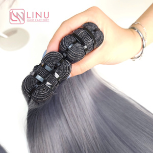 Color gris Extensiones de cabello humano vietnamita Precio Peluca recta natural Hueso del cabello recto - Product Image 4