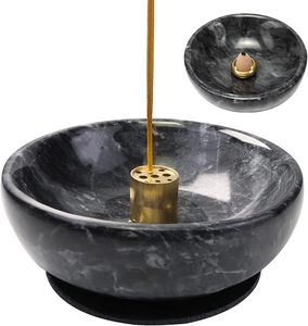 Brûleur d'encens en marbre naturel, brûleur d'encens artisanal à reflux, idéal pour la méditation et les amateurs d'encens. - Product Image 1