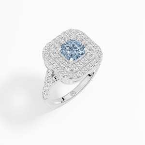 Anillo de Moissanita Certificada con Engaste de Puntas Radiantes Cuadrado Azul de Inspiración Vintage, 1.75 Ctw, para Mujer, en Oro de 10K, 14K, 18K con Baño de Rodio - Product Image 4