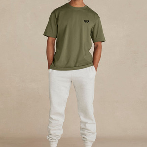 T-shirt en coton personnalisé OEM ODM, vente en gros, col rond, manches courtes, unisexe, olive, vêtements vierges, fabricant et fournisseur - Product Image 3