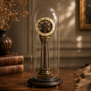 Art Deco Mechanical Metal Desk <b>Clock</b> with Glass Face <b>Vintage</b> Style Decorative Table | <b>Clock</b> for Home Office Living Room Decor - Product Image 4
