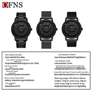 Magnetic Ball Bearing <b>Watch</b> Cool <b>Black</b> Technology Mirrorless 30M Waterproof Quartz <b>Watch</b> Luxury Box Set - Product Image 2