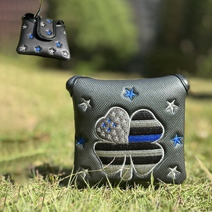 SOSH4 PU Leather <b>Golf</b> Putter Mallet Headcover 3D Embroidery <b>Golf</b> Clubs Stars Magnetic Closure Customized Size Durable Design - Product Image 3