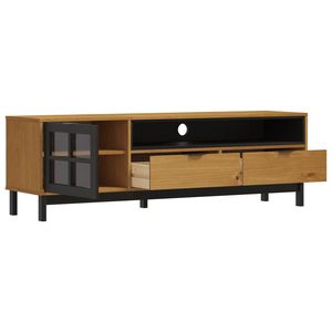 ขาตั้งทีวีไม้สนทำจากไม้จริงพร้อมกระจก62.2 "x 15.7" x 19.7 "ขาตั้งทีวีไม้สน - Product Image 4