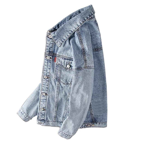 Veste en jean pour homme, décontractée, couleur unie, simple boutonnage, coupe ajustée, en coton, manteau d'extérieur de haute qualité, vêtement de mode premium - Product Image 2