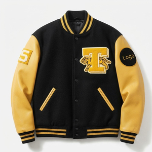 Stylish Varsity <b>Winter</b> <b>Jacket</b> for Men Classic Design Stand Collar Front Logo Soft Lining Comfortable Fit Perfect for Casual Wear - Product Image 1