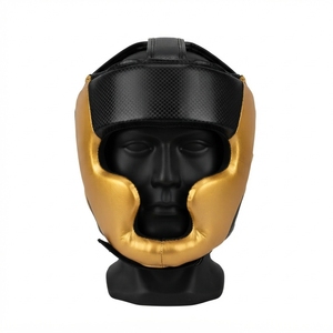 Équipement de boxe personnalisé OEM/ODM, protection intégrale du visage, noir mat et or, casque de sparring - Product Image 1