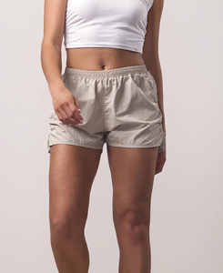 <b>Women's</b> 2 Piece Set <b>White</b> Sleeveless Crop Top With Beige <b>Shorts</b> Solid Color Knitted Cotton Sporty Casual Spring Summer Wear - Product Image 4