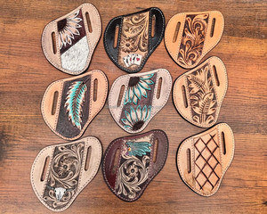 Hand Tooled Leather <b>Knife</b> Sheath Hand Painted Four Aces Belt Trapper <b>Knife</b> Sheath Western Custom Genuine Leather Cover <b>Holder</b> - Product Image 4